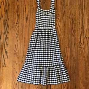 LOFT Black and White Gingham Midi Dress